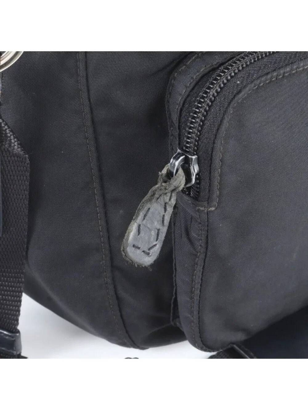 Prada Tessuto Nylon Triangle Logo Leather Shoulder Bag Crossbody Messenger